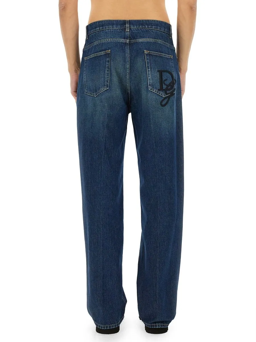 Dolce & Gabbana Logo Embroidered Jeans