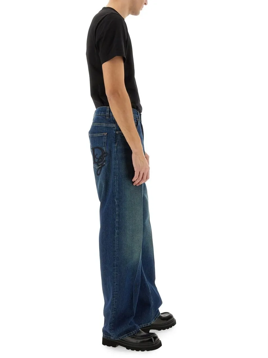 Dolce & Gabbana Logo Embroidered Jeans