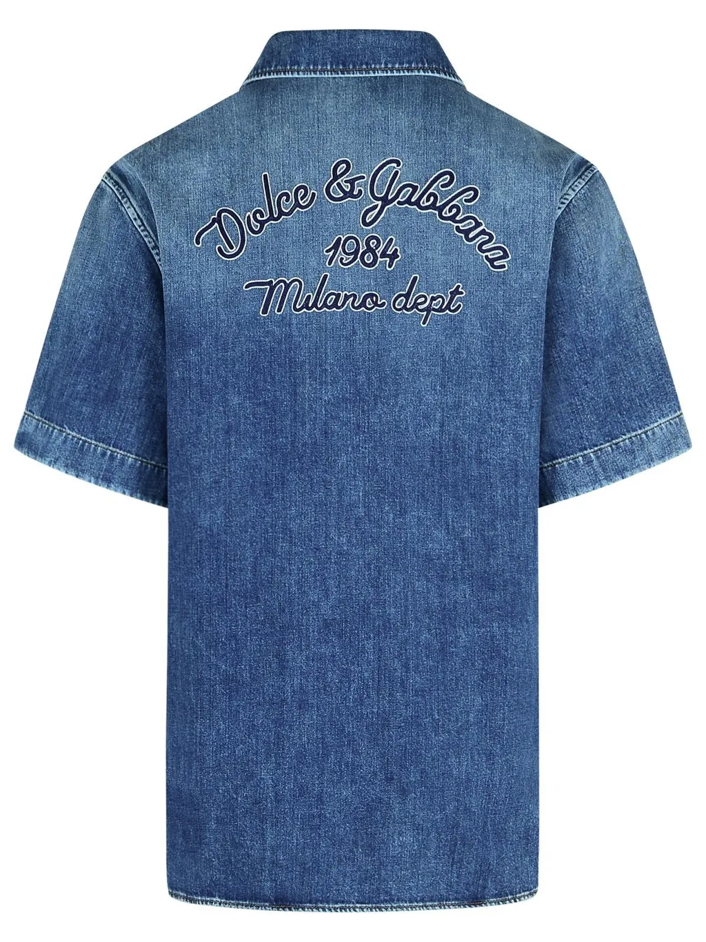 Dolce & Gabbana Logo Embroidered Denim Shirt