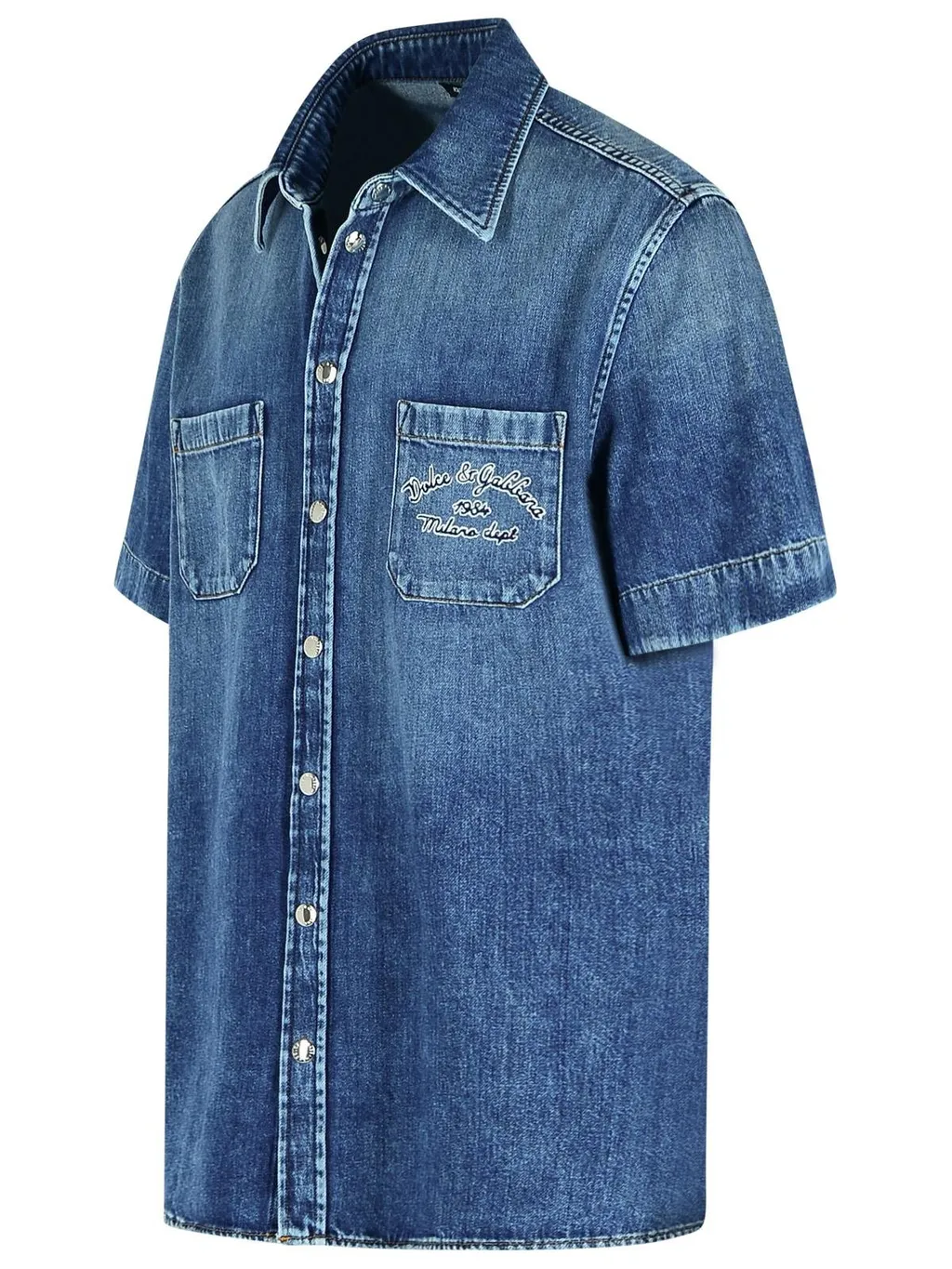 Dolce & Gabbana Logo Embroidered Denim Shirt