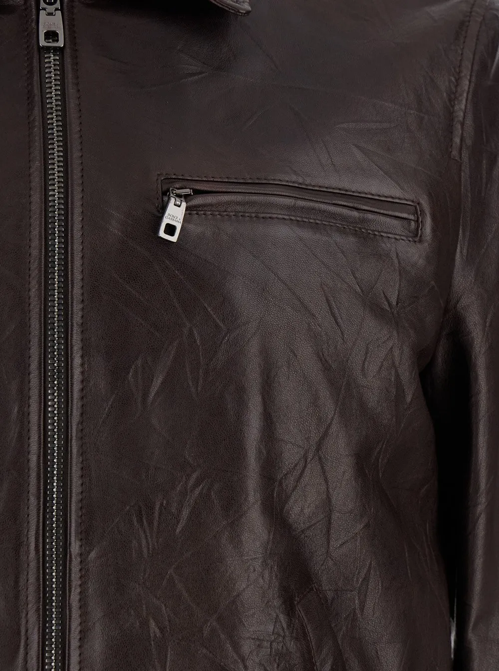 Dolce & Gabbana Crinkled Effect Zipped Slim Fit Jacket