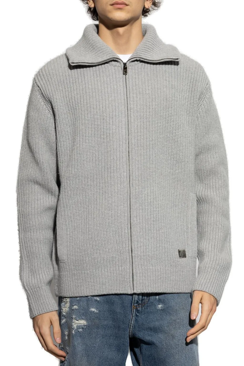 Dolce & Gabbana Logo Plaque Zipped Cardigan