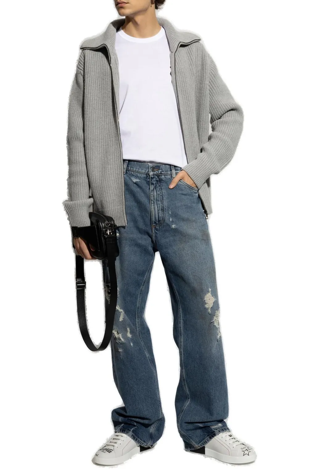 Dolce & Gabbana Logo Plaque Zipped Cardigan