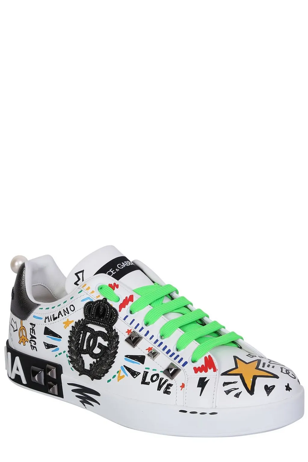 Dolce & Gabbana Graffiti-Printed Lace-Up Sneakers