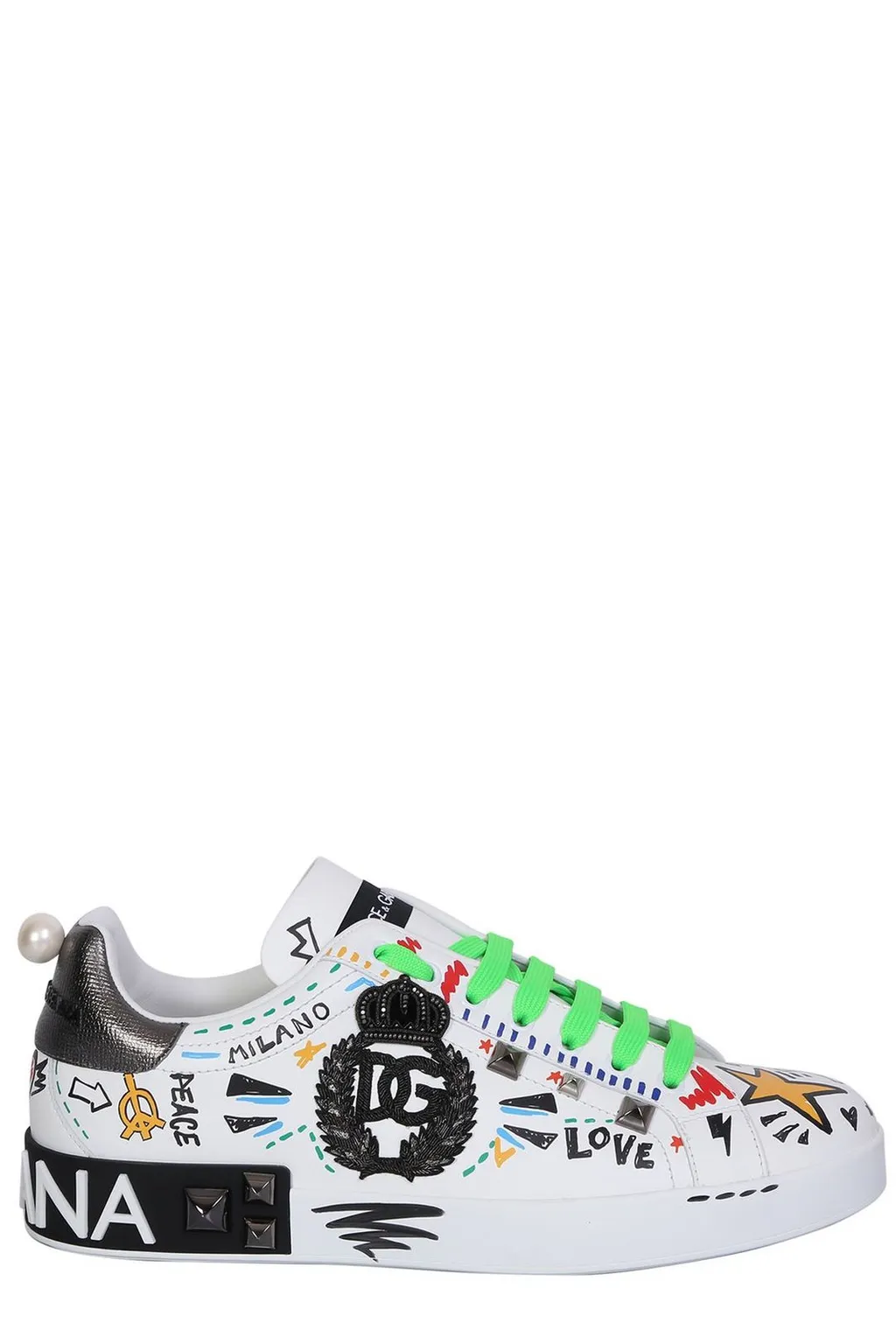 Dolce & Gabbana Graffiti-Printed Lace-Up Sneakers