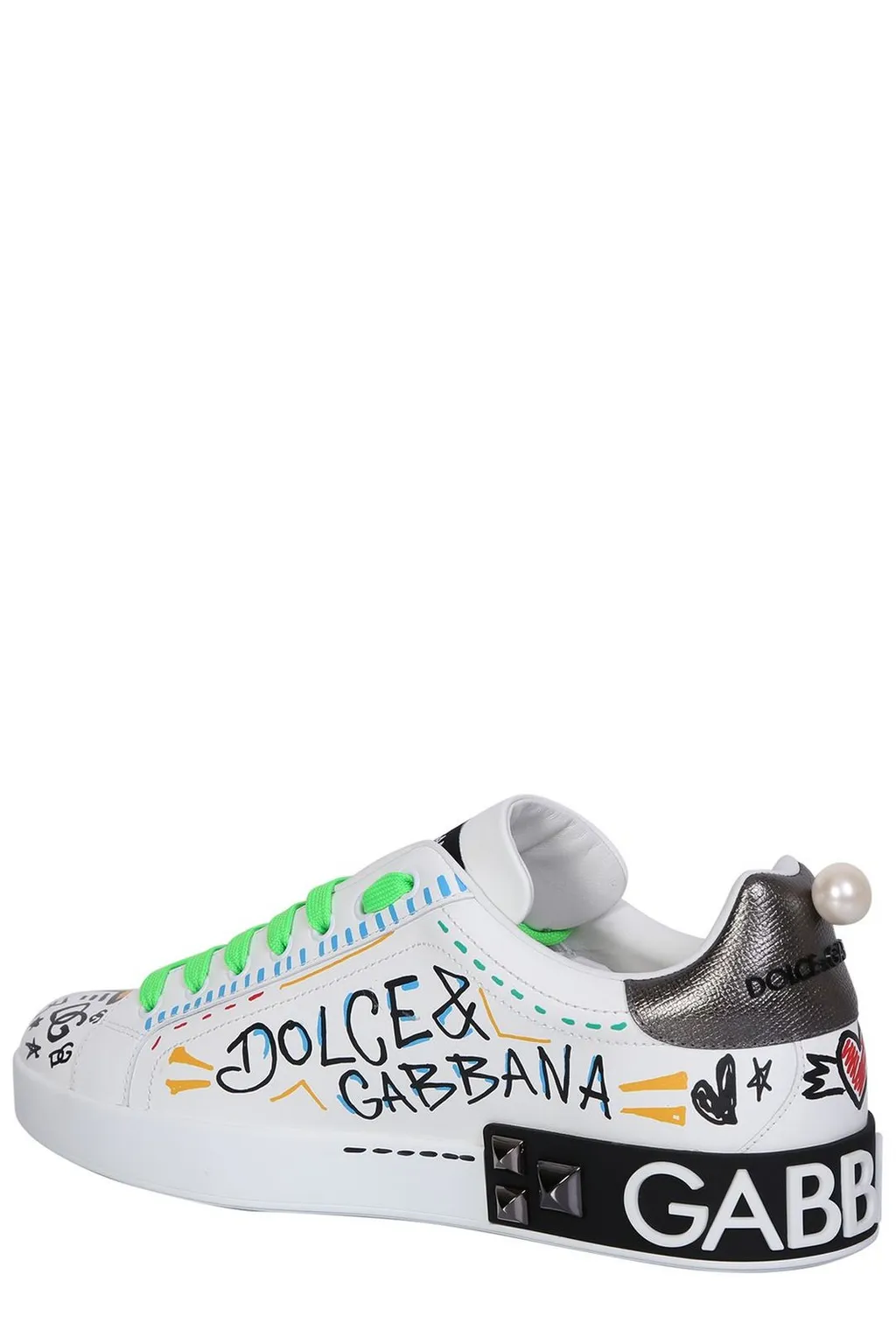 Dolce & Gabbana Graffiti-Printed Lace-Up Sneakers