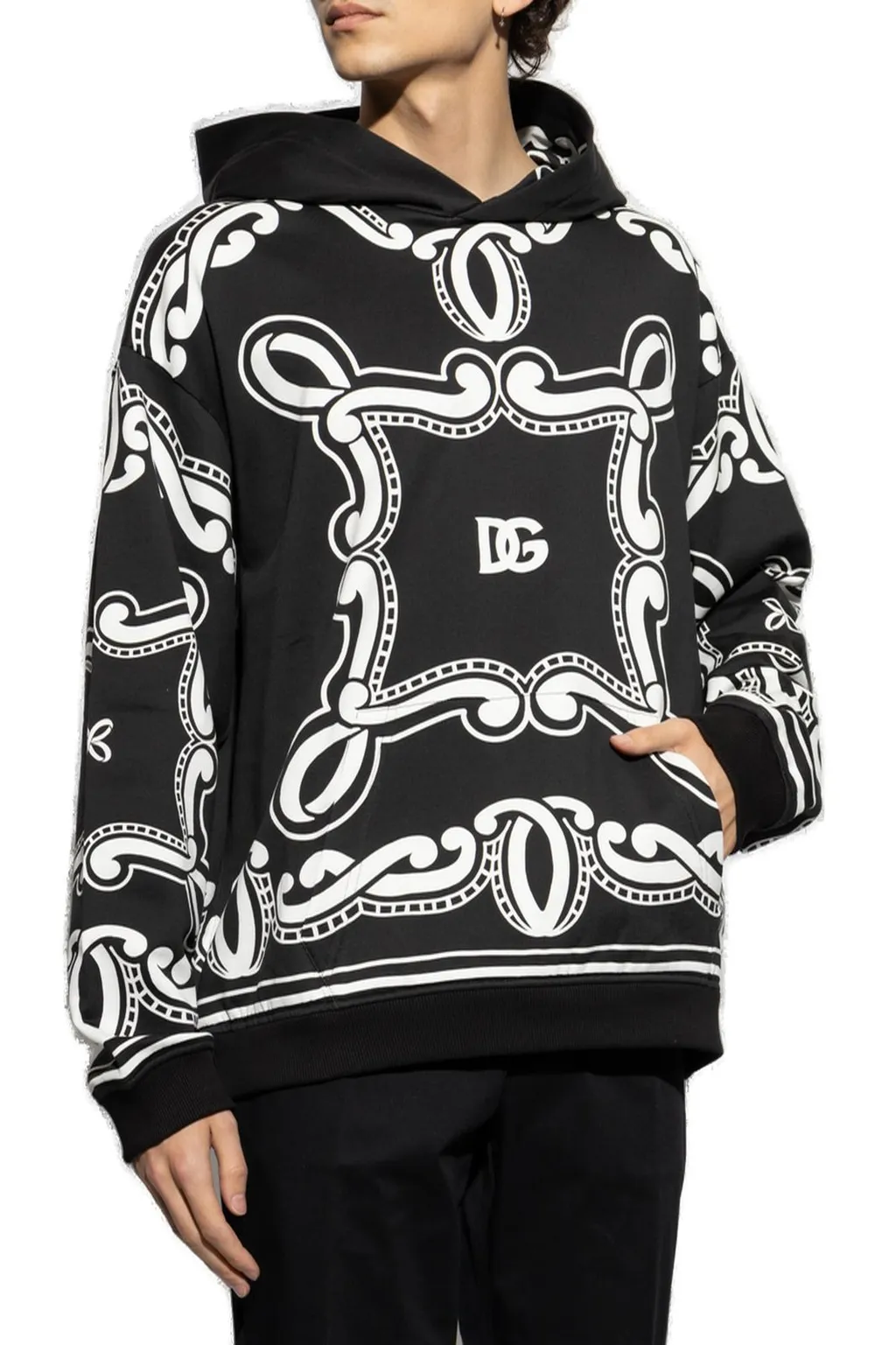 Dolce & Gabbana Bandana Printed Drop Shoulder Hoodie