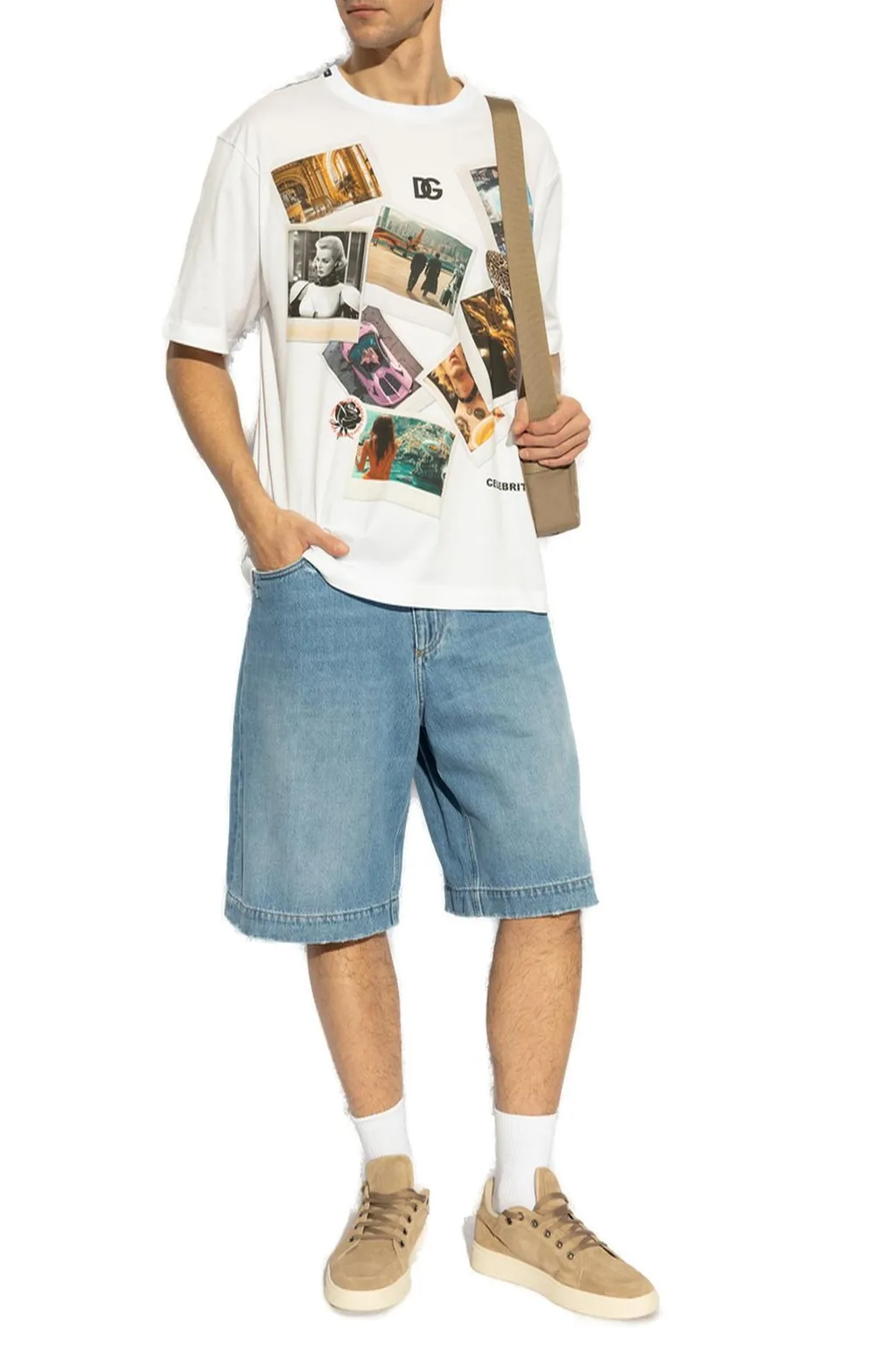 Dolce & Gabbana Logo Plaque Distressed Denim Shorts