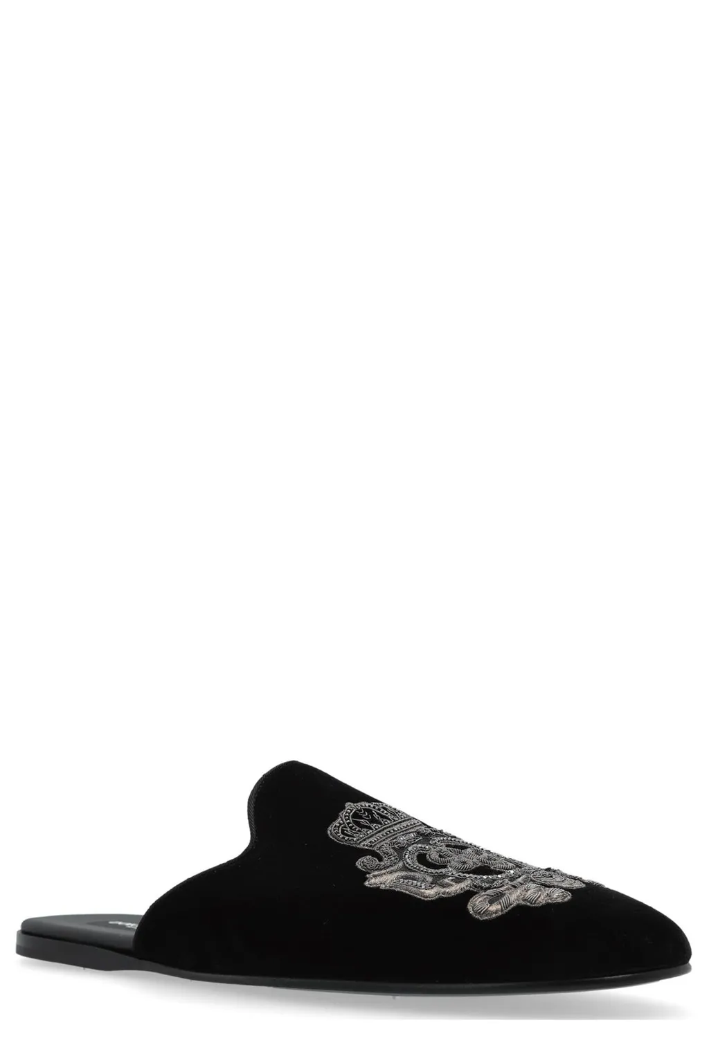 Dolce & Gabbana Slip-On Velvet Embroidered Slippers