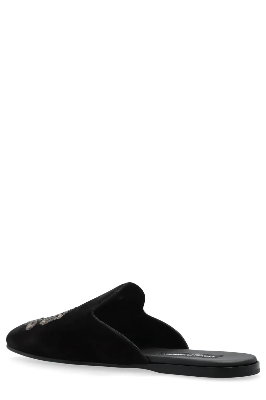 Dolce & Gabbana Slip-On Velvet Embroidered Slippers