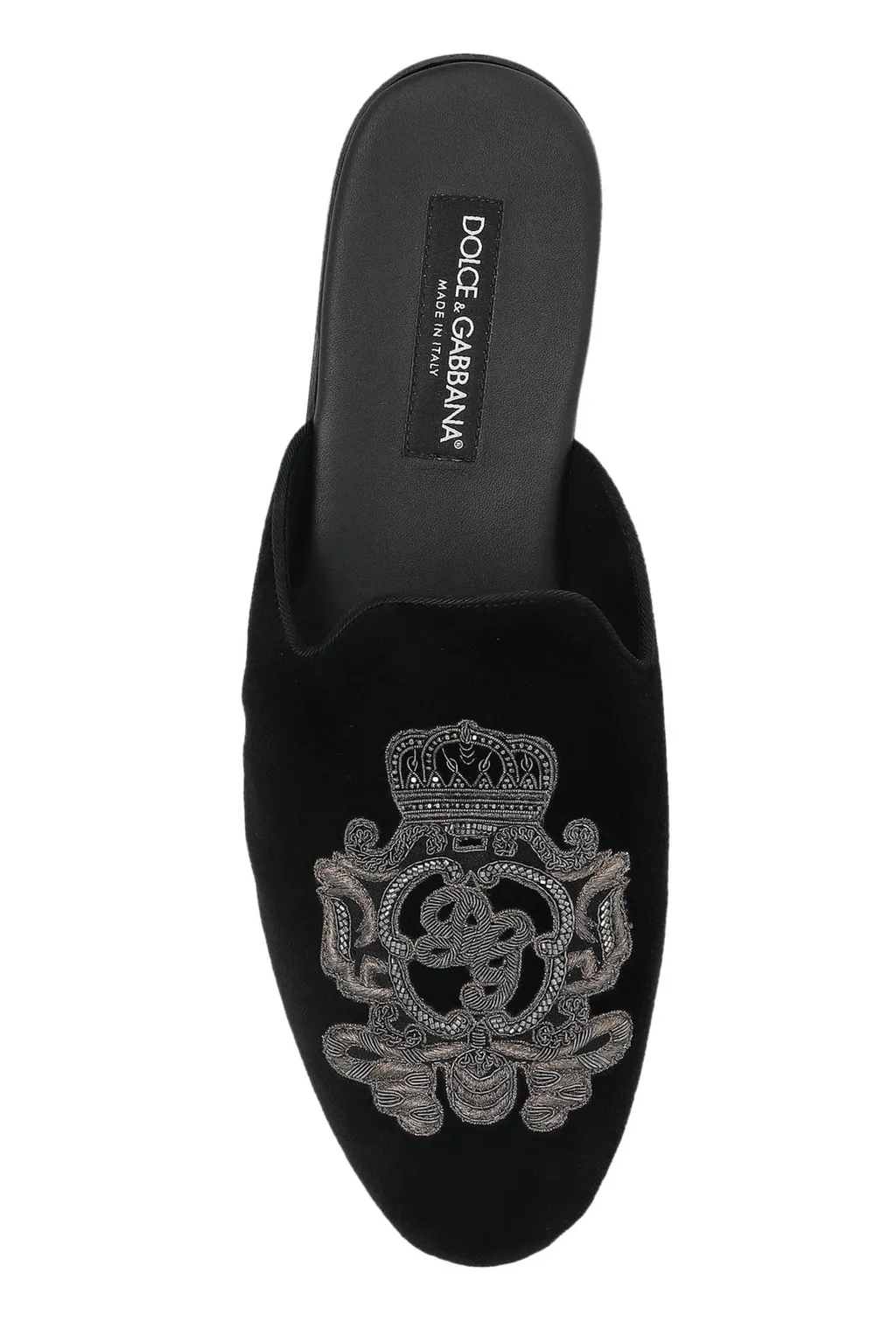 Dolce & Gabbana Slip-On Velvet Embroidered Slippers