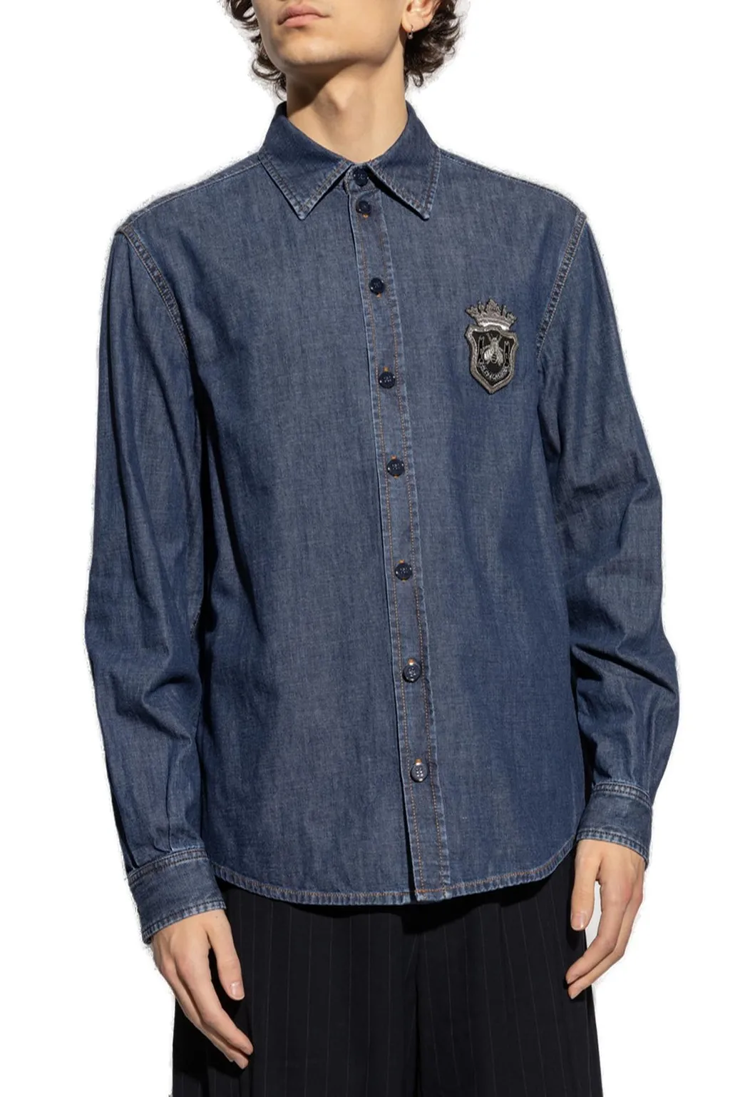 Dolce & Gabbana Heraldic Emblem Denim Shirt