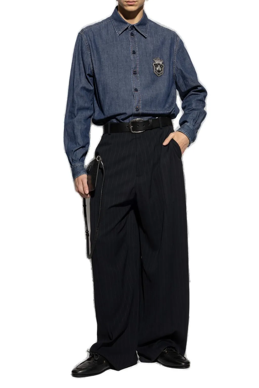 Dolce & Gabbana Heraldic Emblem Denim Shirt