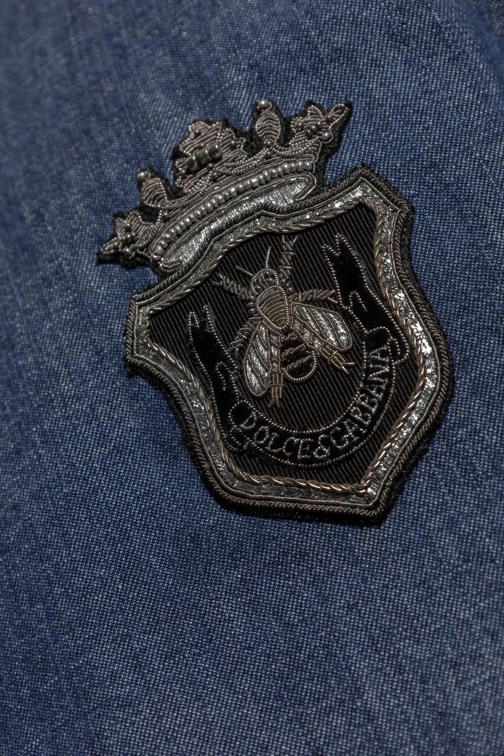 Dolce & Gabbana Heraldic Emblem Denim Shirt