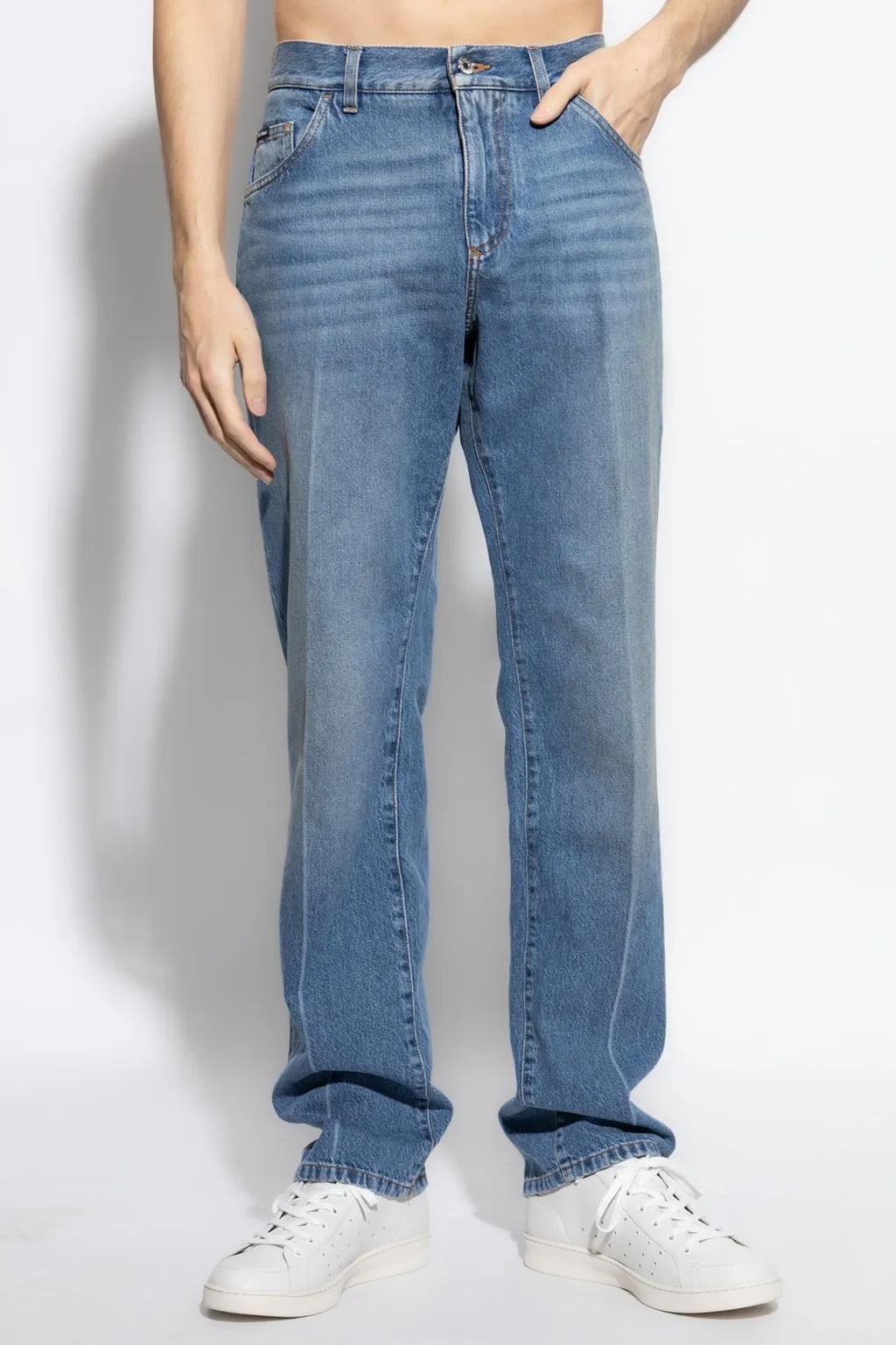 Dolce & Gabbana Logo Plaque Straight Leg Jeans