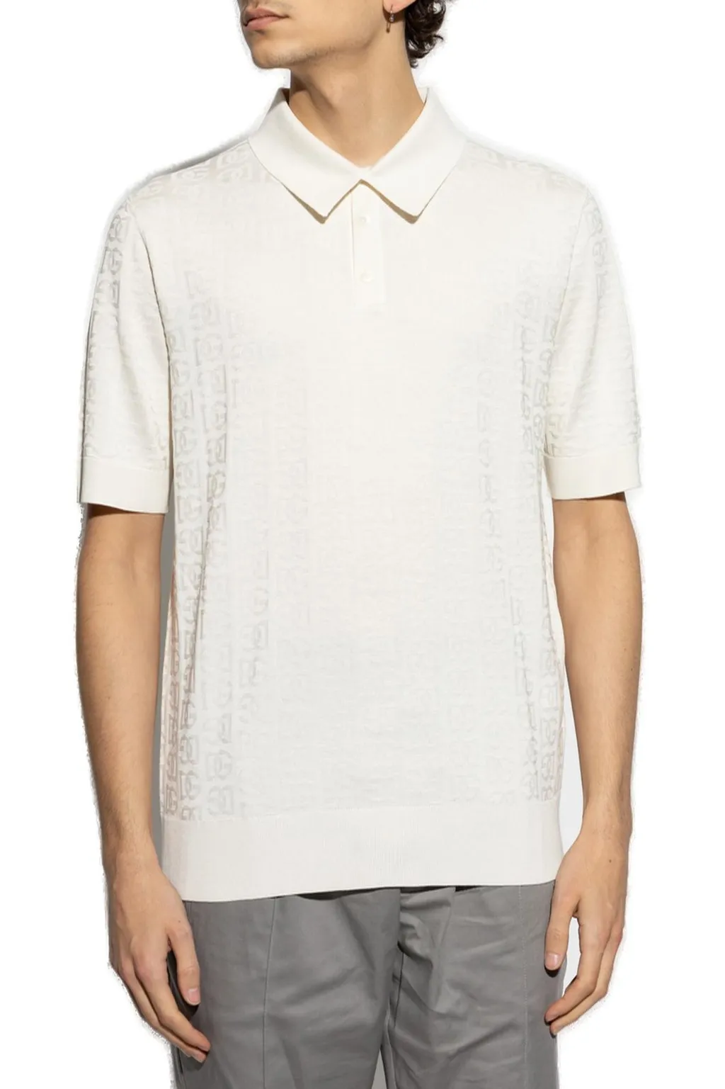 Dolce & Gabbana Dg Logo Jacquard Knitted Polo Shirt