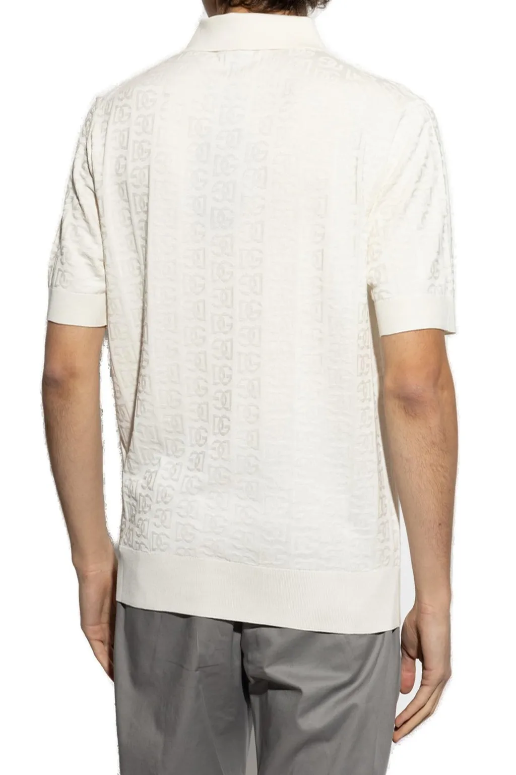 Dolce & Gabbana Dg Logo Jacquard Knitted Polo Shirt