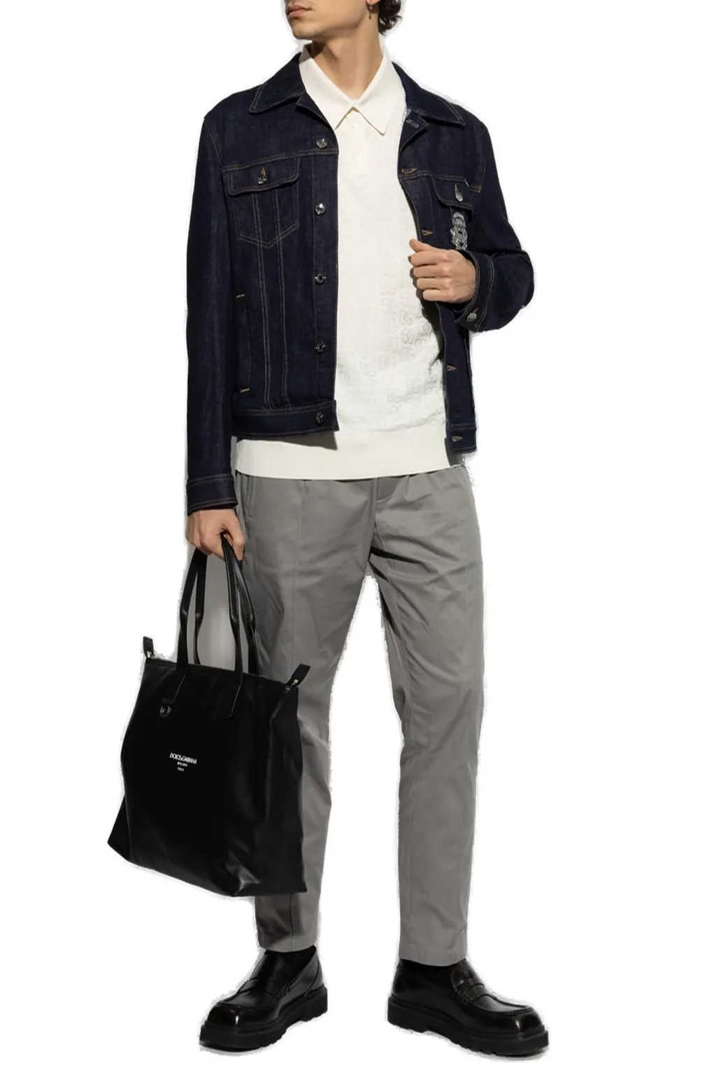 Dolce & Gabbana Dg Logo Jacquard Knitted Polo Shirt