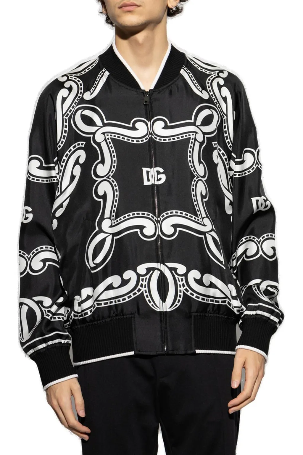 Dolce & Gabbana Bandana Printed Zipped Bomber Jacket