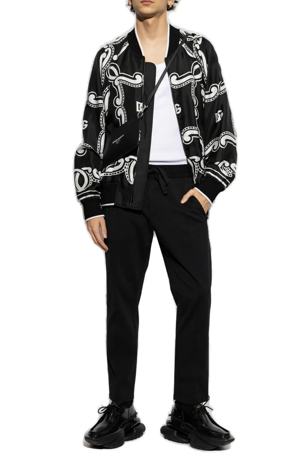 Dolce & Gabbana Bandana Printed Zipped Bomber Jacket