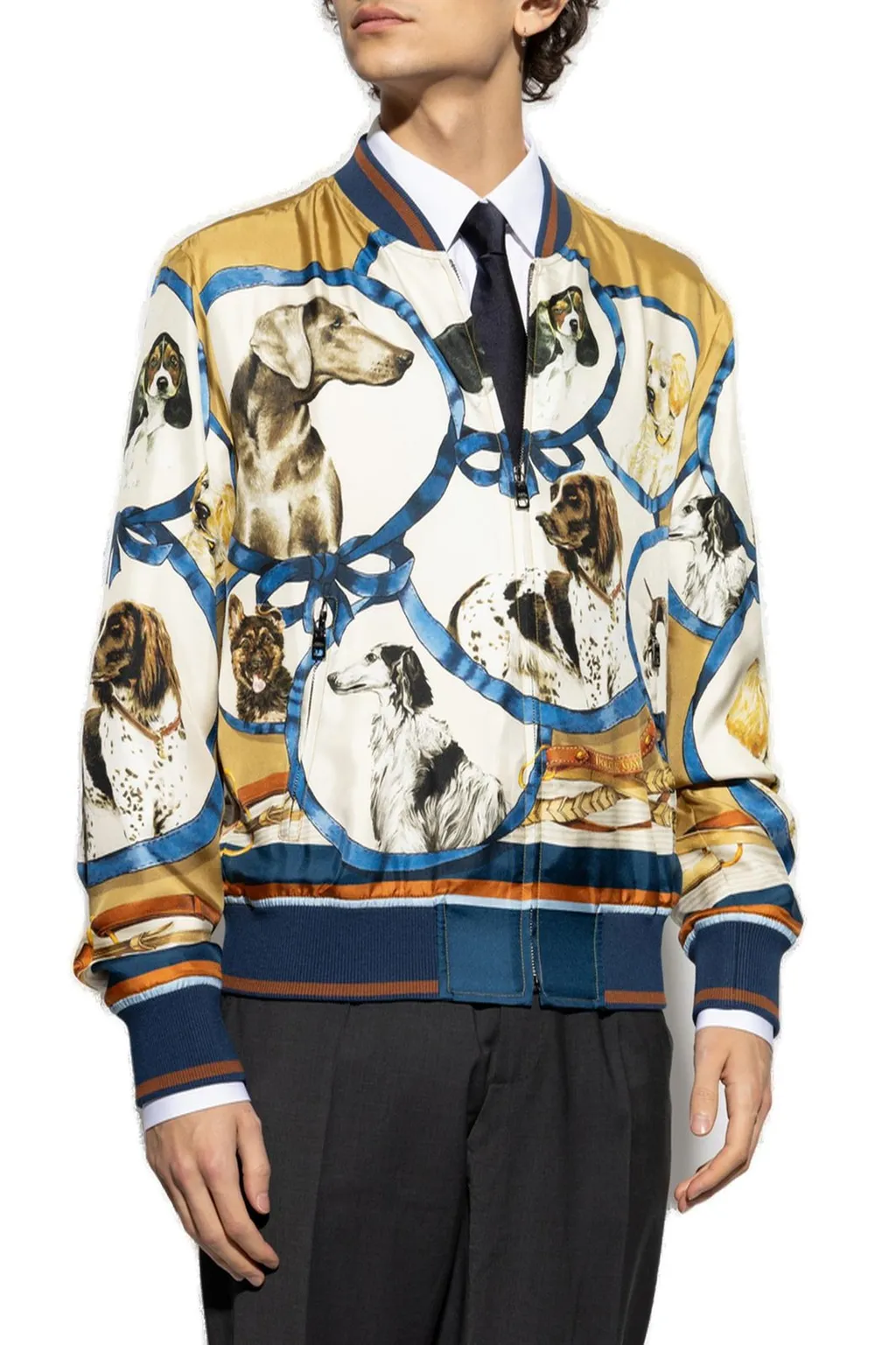 Dolce & Gabbana Dogs Printed Zipped Bomber Jacket