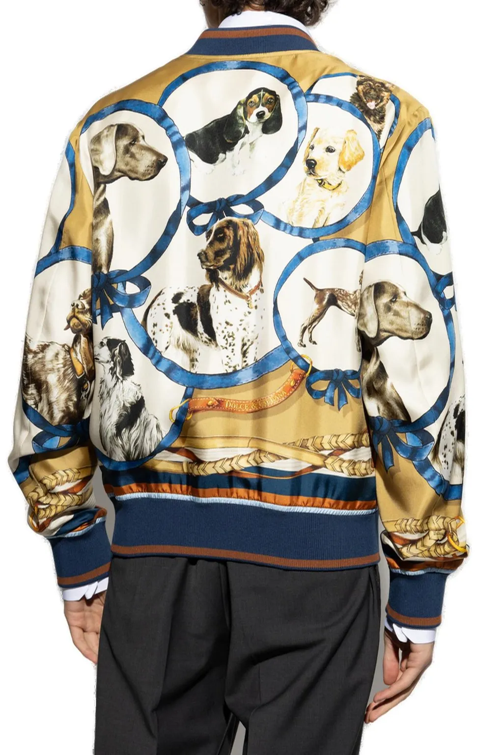 Dolce & Gabbana Dogs Printed Zipped Bomber Jacket