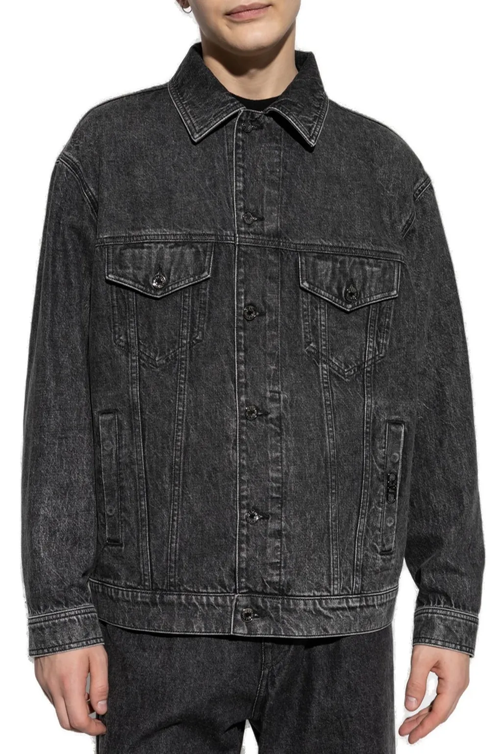 Dolce & Gabbana Dg Logo Plaque Buttoned Denim Jacket