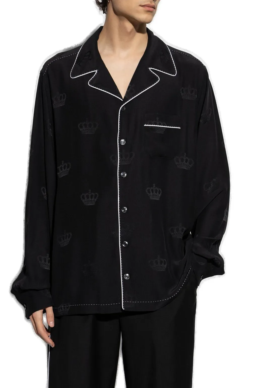 Dolce & Gabbana Contrast-Stitch Long-Sleeved Pajamas Top