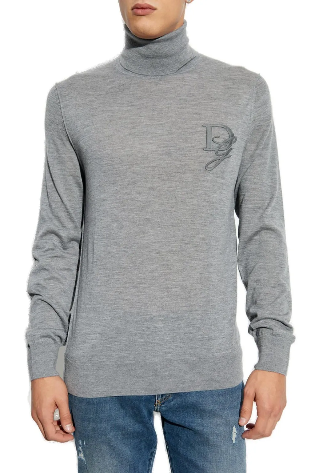 Dolce & Gabbana Dg Logo Embroidered Turtleneck Jumper