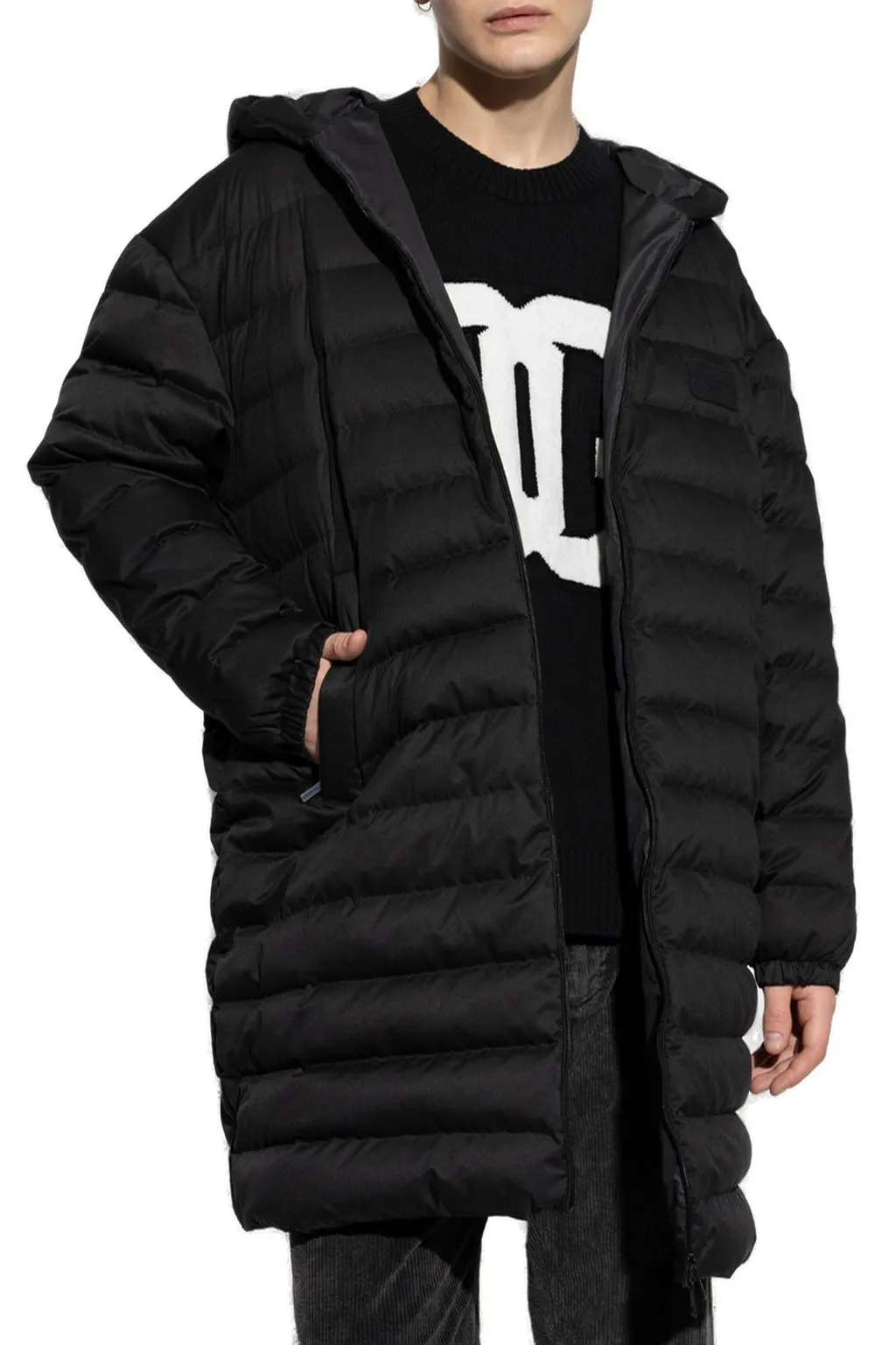 Dolce & Gabbana Logo Patch Quilted Down Coat