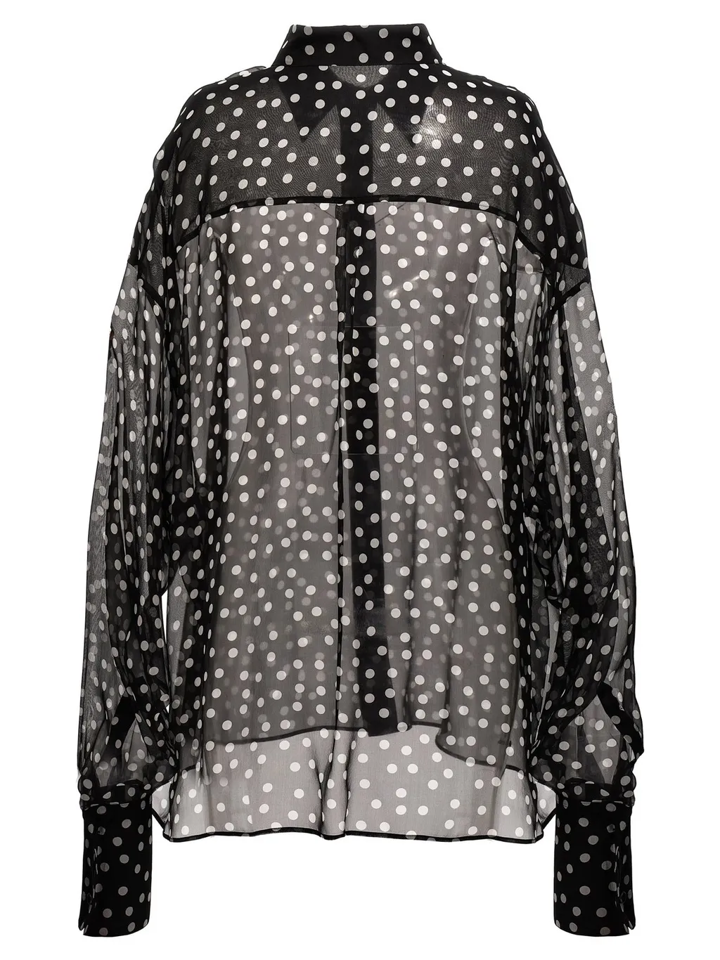 Dolce & Gabbana Polka-Dot Printed Oversize Chiffon Shirt