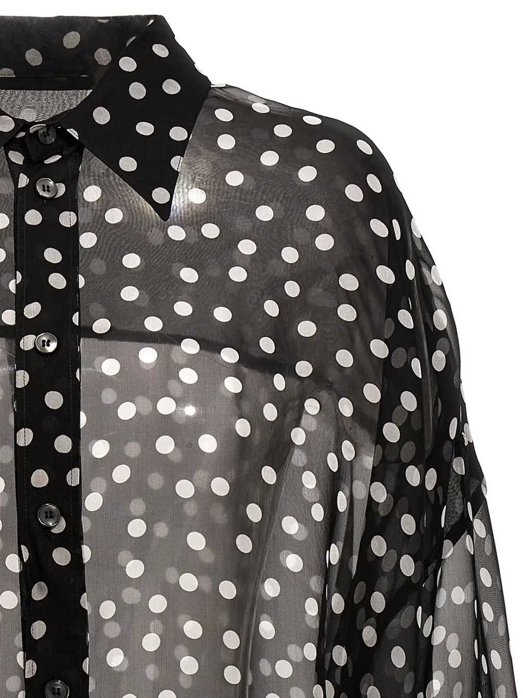 Dolce & Gabbana Polka-Dot Printed Oversize Chiffon Shirt