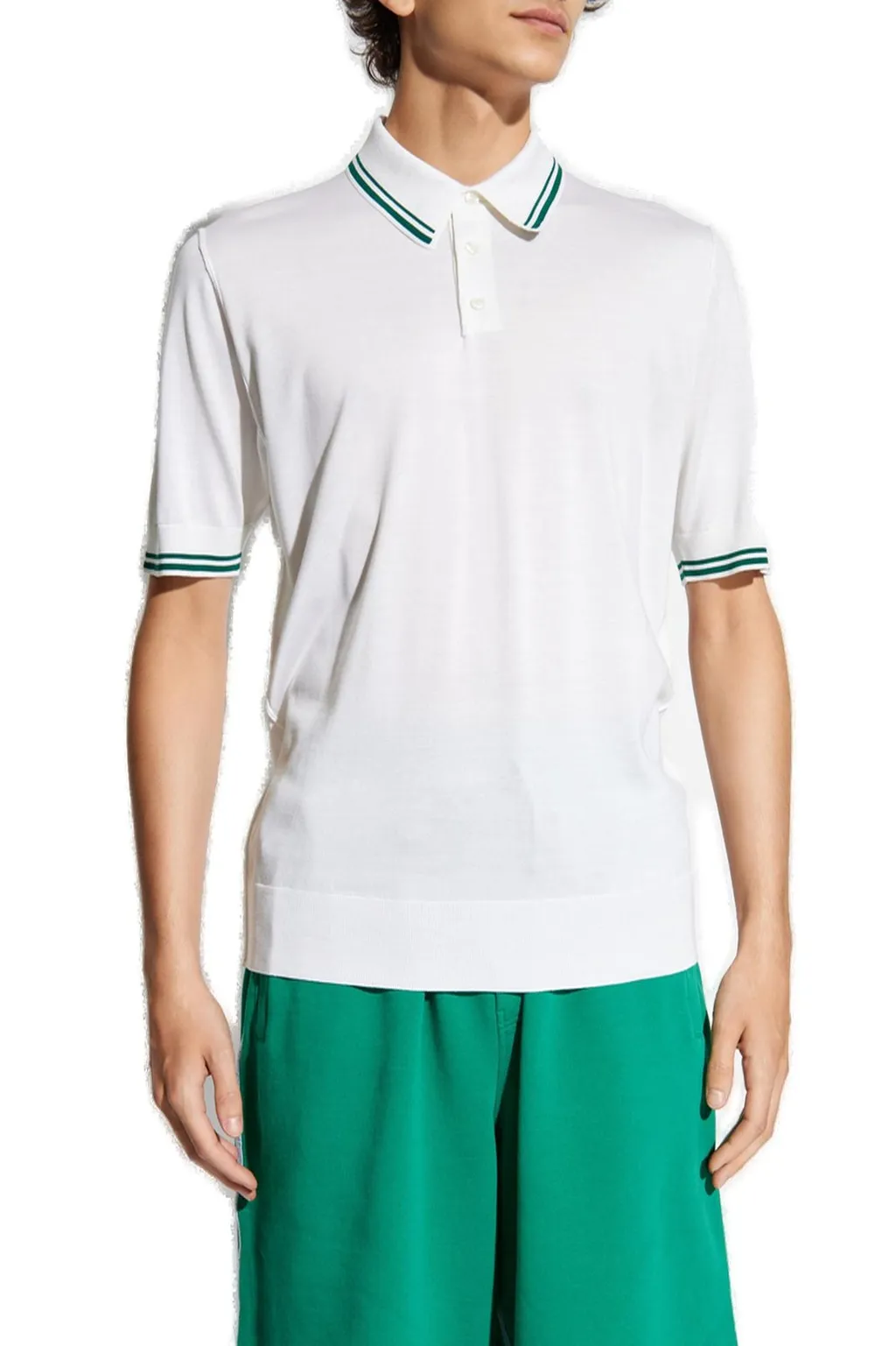 Dolce & Gabbana Stripe Detailed Knitted Polo Shirt