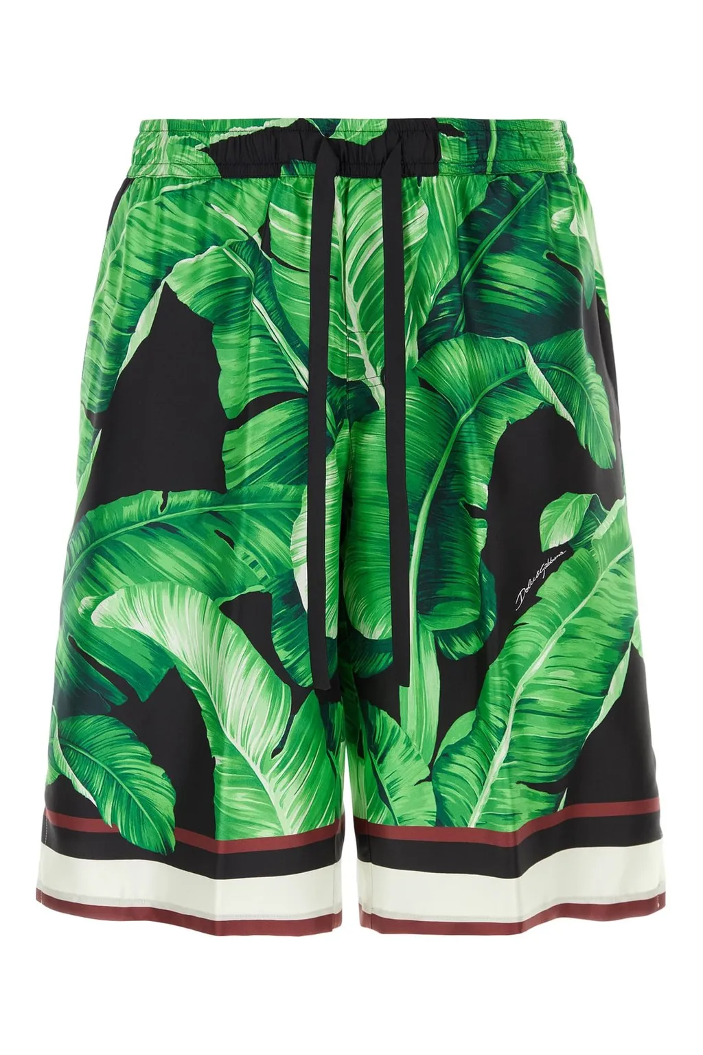 Dolce & Gabbana Leaves-Printed Drawstring Shorts