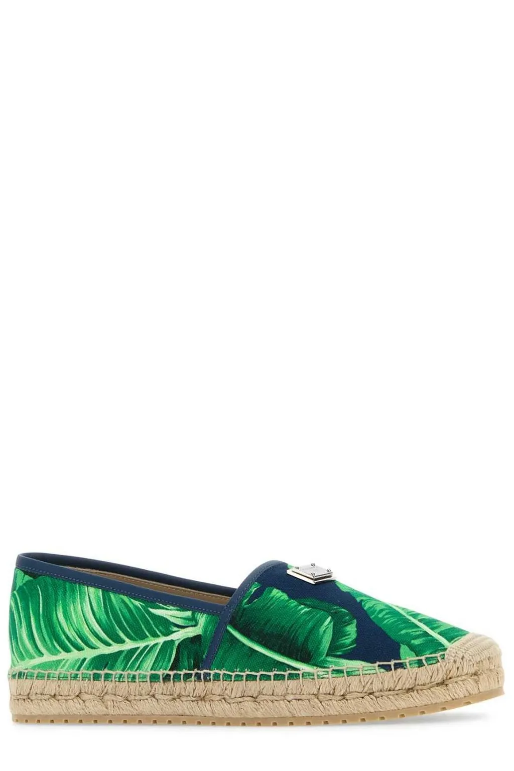Dolce & Gabbana Leaf-Printed Logo Plaque Espadrilles