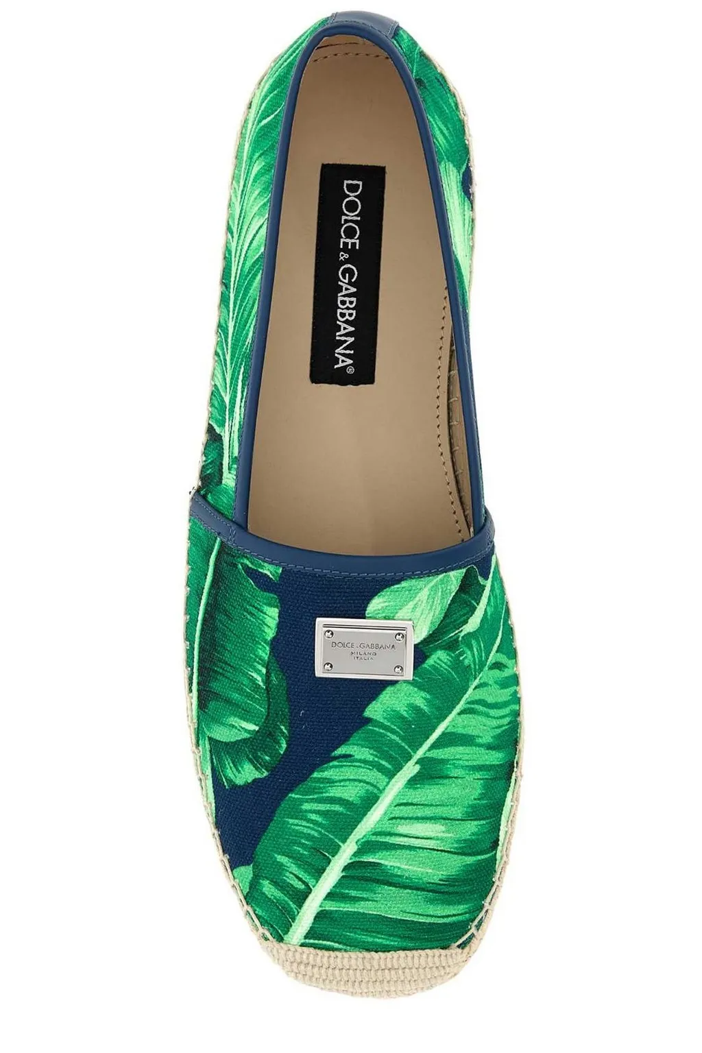 Dolce & Gabbana Leaf-Printed Logo Plaque Espadrilles