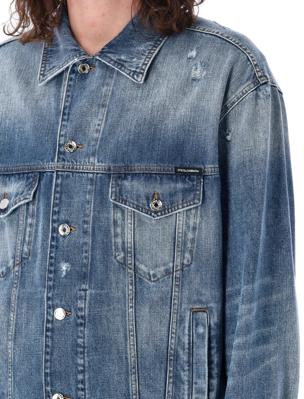 Dolce & Gabbana Distressed Buttoned Denim Jacket