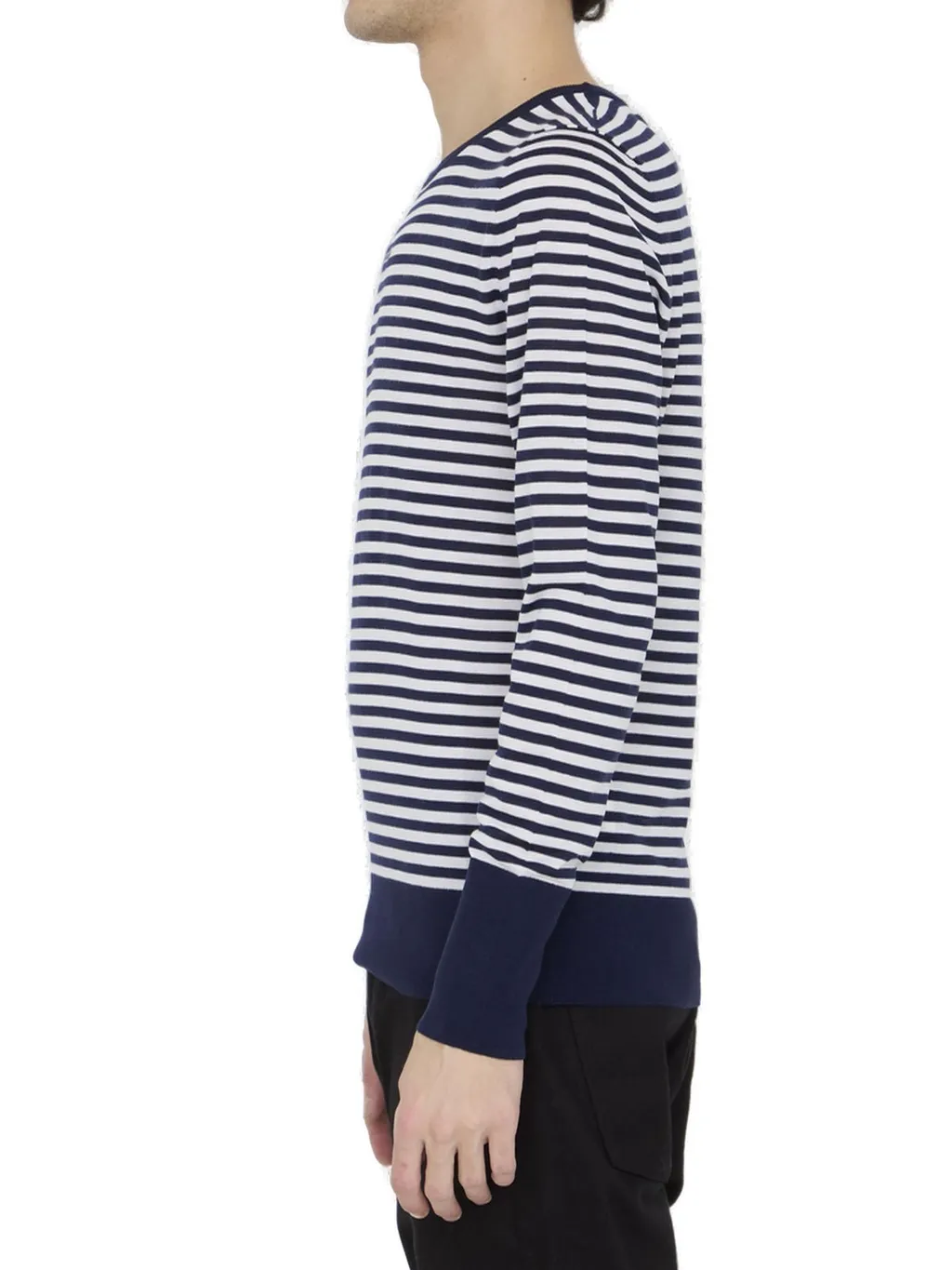 Dolce & Gabbana Logo-Embroidered Striped Crewneck Jumper