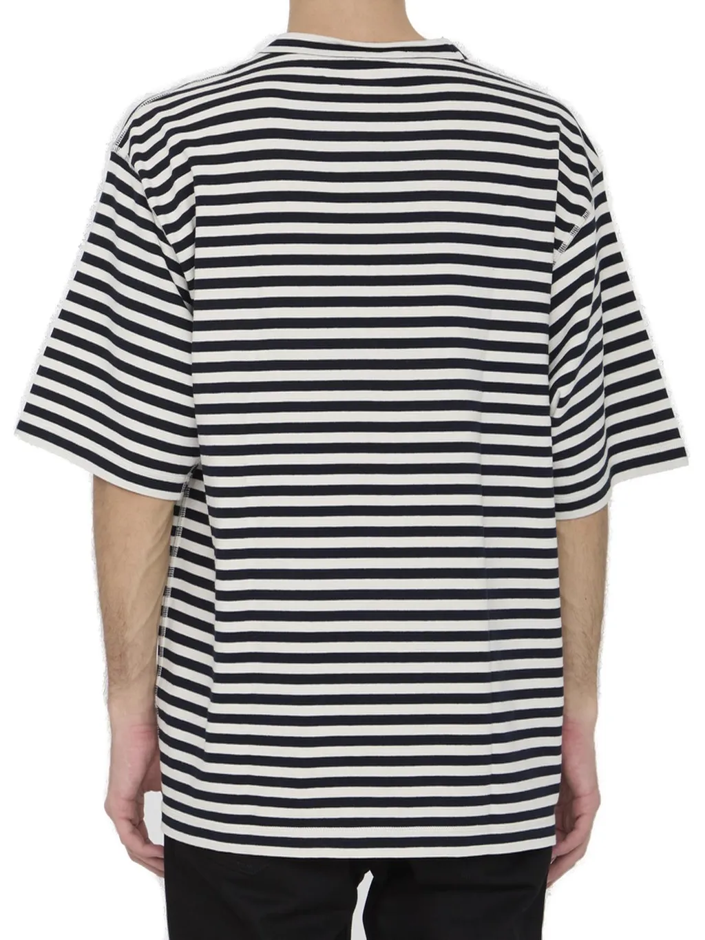 Dolce & Gabbana Logo-Embroidered Striped Crewneck T-Shirt