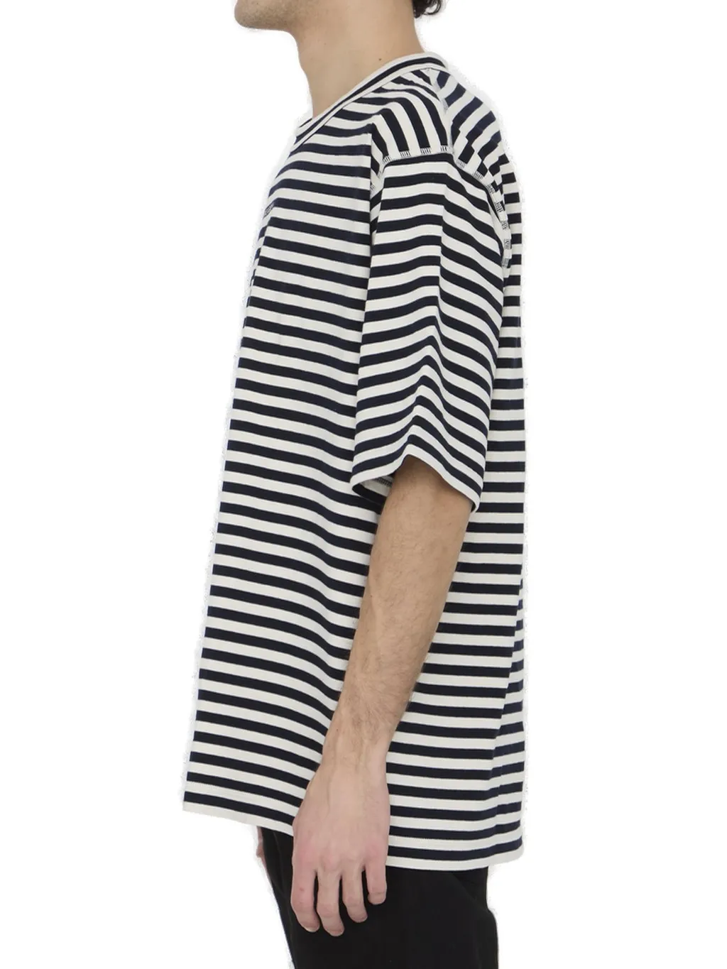 Dolce & Gabbana Logo-Embroidered Striped Crewneck T-Shirt