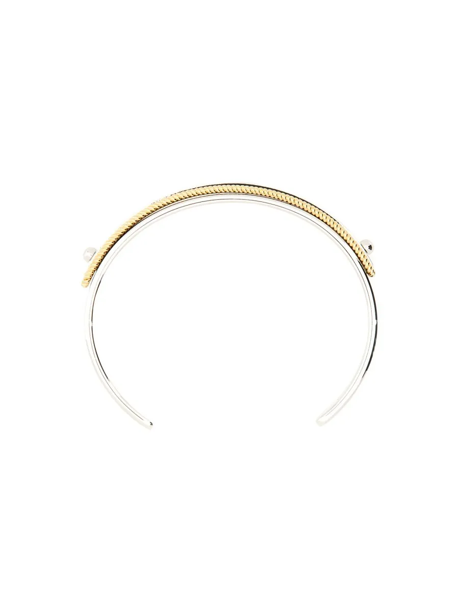 Dolce & Gabbana Marina Logo-Engraved Cord-Effect Cuff Bracelet