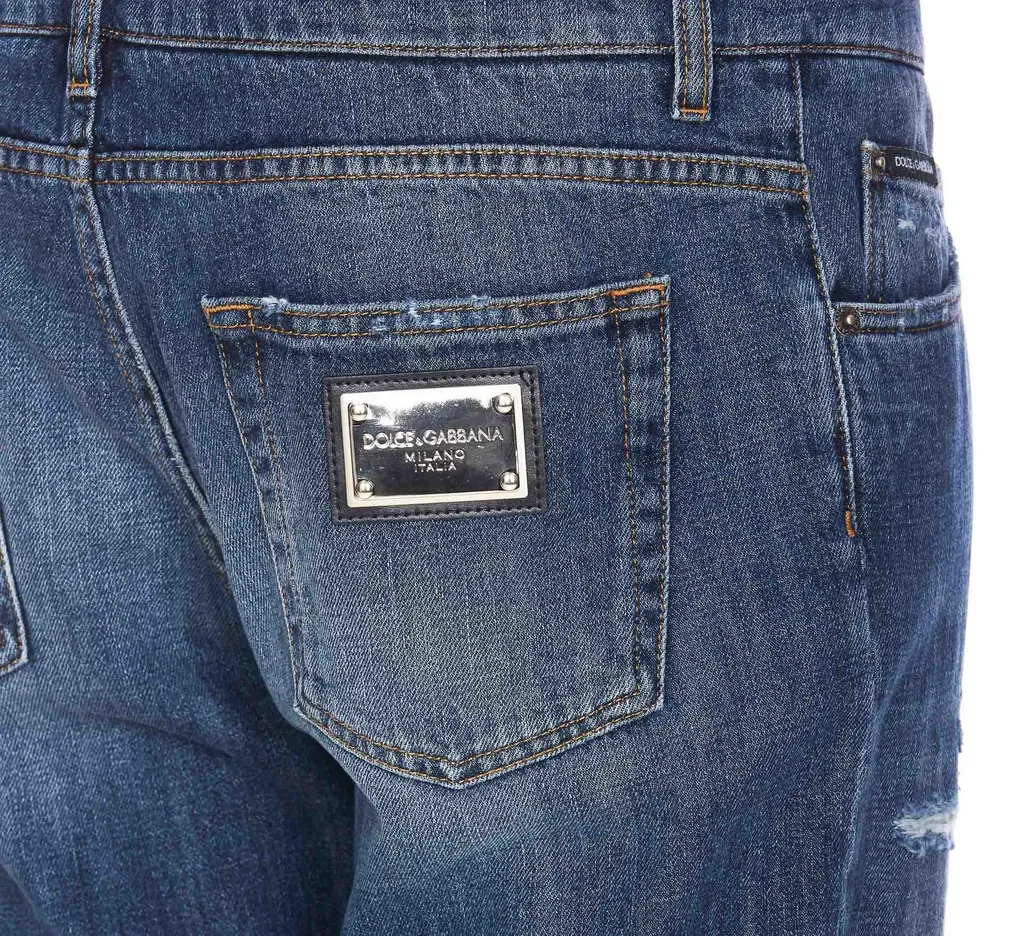 Dolce & Gabbana Straight Leg Distressed Jeans