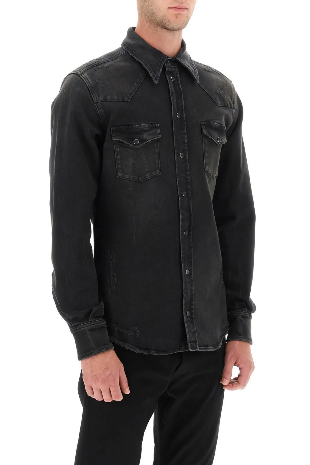Dolce & Gabbana Distressed Denim Buttoned Shirt