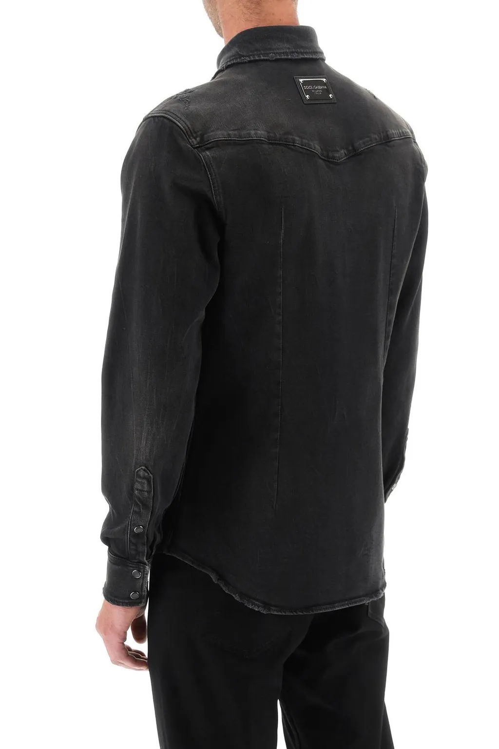 Dolce & Gabbana Distressed Denim Buttoned Shirt