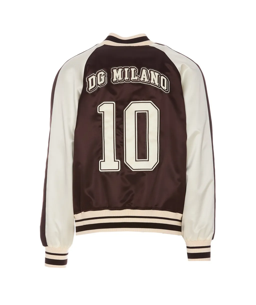 Dolce & Gabbana Stripe Trim Logo Patch Bomber Jacket