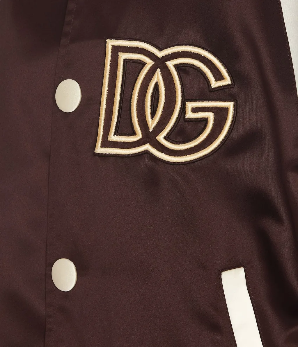 Dolce & Gabbana Stripe Trim Logo Patch Bomber Jacket