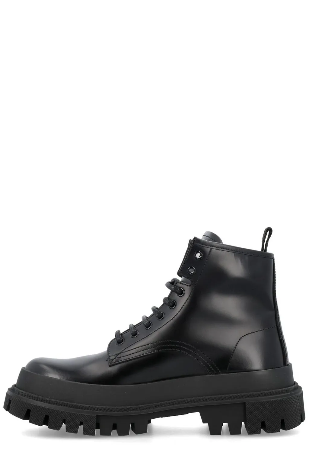 Dolce & Gabbana Logo-Plaque Lace-Up Ankle Boots