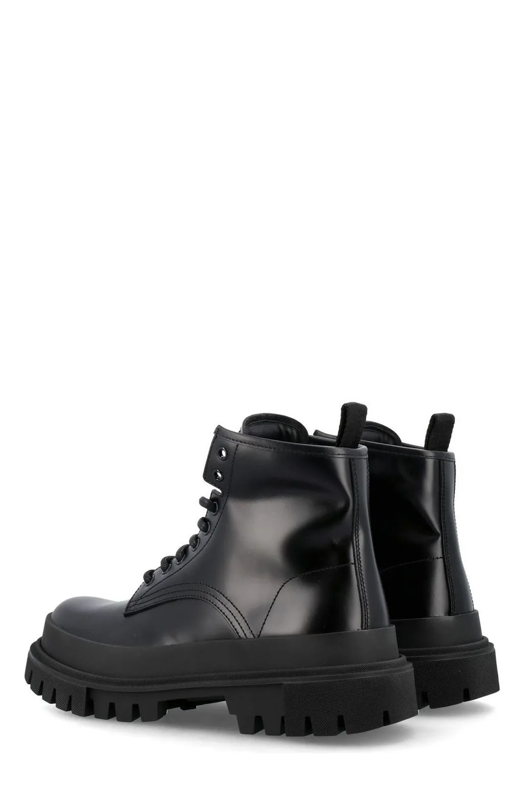 Dolce & Gabbana Logo-Plaque Lace-Up Ankle Boots