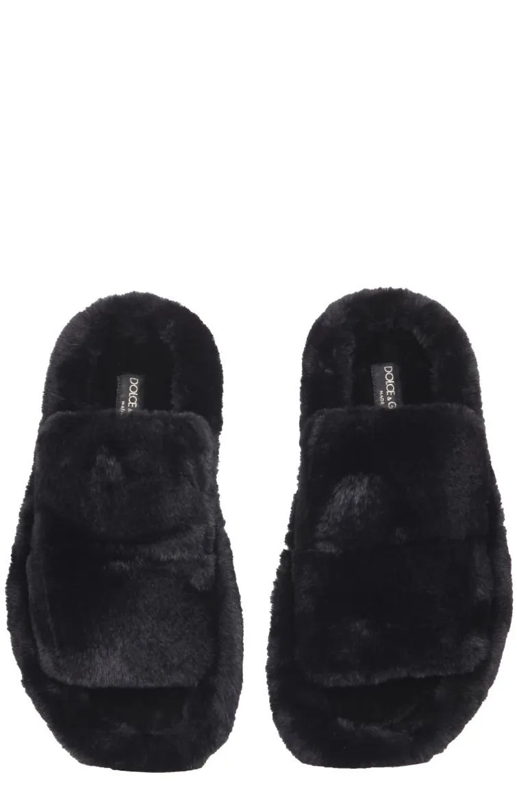 Dolce & Gabbana Faux Fur Slides