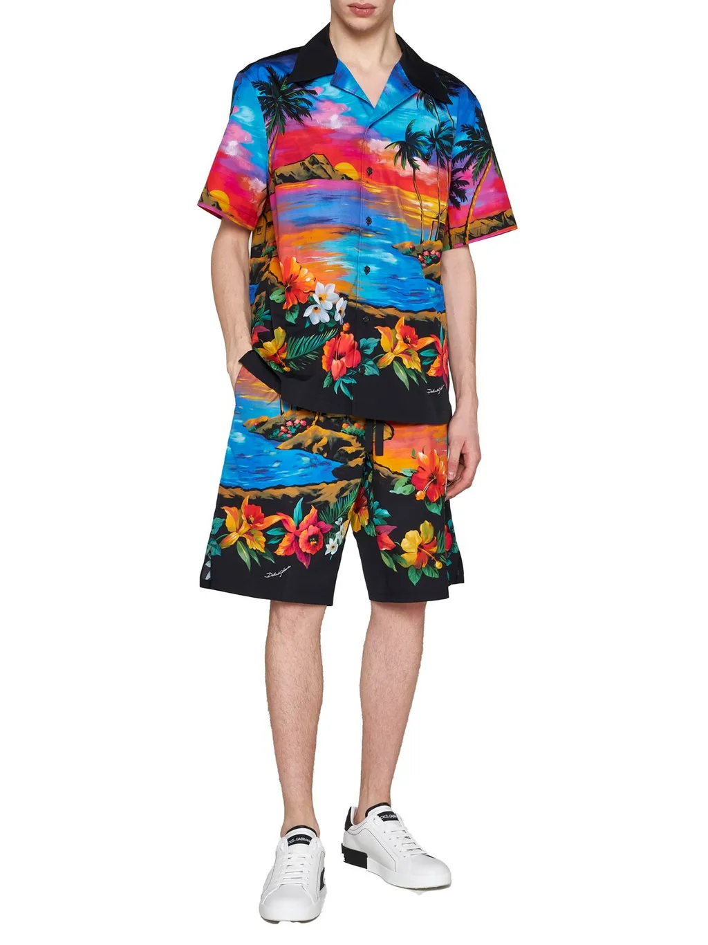 Dolce & Gabbana Hawaiian-Printed Drawstring Bermuda Shorts